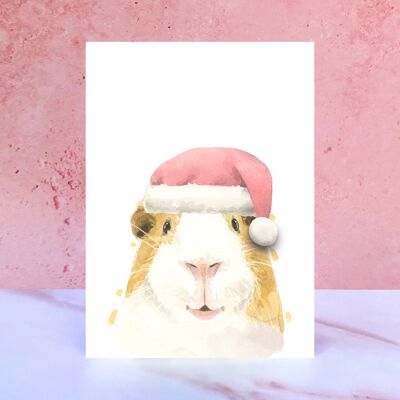 Guinea Pig Pompom Christmas Card