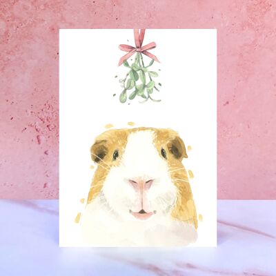 Cartolina di Natale con porcellino d'India