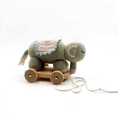 Baby Toy 2 in 1 Pull along toy elephant teal