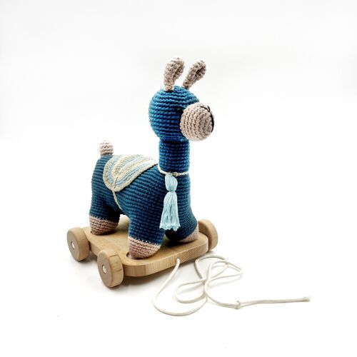 Baby Toy 2 in 1 Pull along toy llamas petrol blue