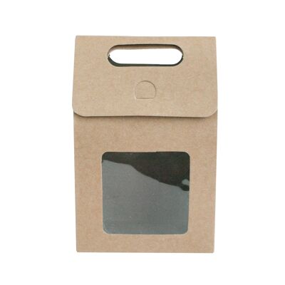 Gift Bag, Brown Kraft Bag Box with Clear Window Pack of 12