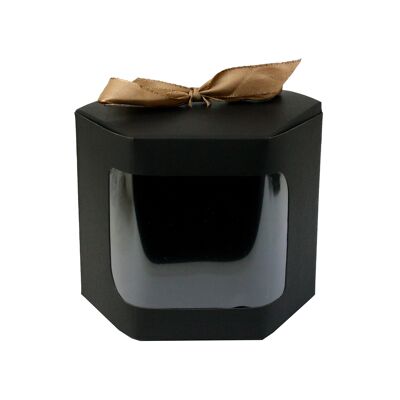 Black Kraft Bag with Clear Window and Ribbon - Pack of 12