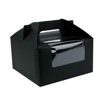 Sac Boîte Kraft Noir avec Fenêtre Transparente et Poignée - Paquet de 12 2