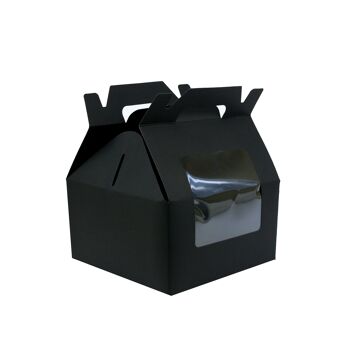 Sac Boîte Kraft Noir avec Fenêtre Transparente et Poignée - Paquet de 12 4
