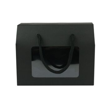 Sac Boîte Kraft Noir avec Fenêtre Transparente et Poignée - Paquet de 12 1