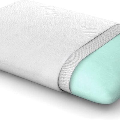 Oreiller en mousse à mémoire de forme ZenPur SOFT - Oreiller cervical pour les douleurs cervicales Parfait pour dormir sur le côté - Oreiller de lit avec taie d'oreiller en bambou, certifié Oeko-Tex et CertiPUR-US - Garantie 10 ans