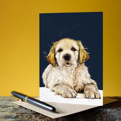 Las tarjetas de arte del cachorro Golden Retriever