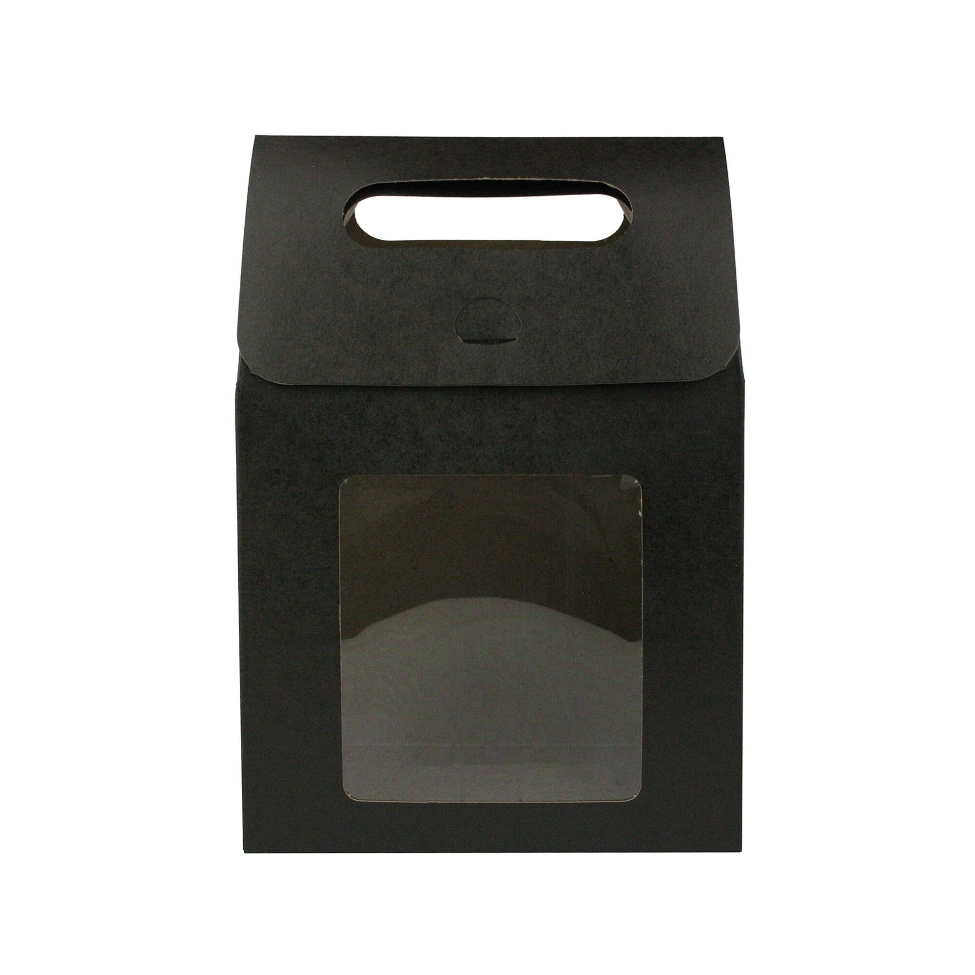 Borsa Kraft nera con finestra trasparente - Confezione da 12