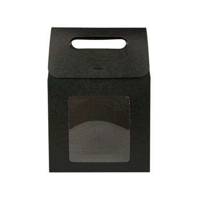 Black Kraft Box Bag with Clear Window - Pack of 12