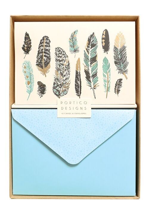 Boxed Notecards Feather Design