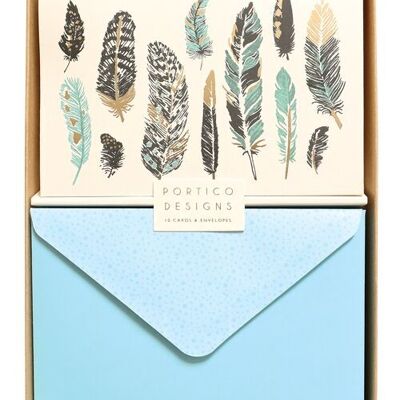 Boxed Notecards Feather Design