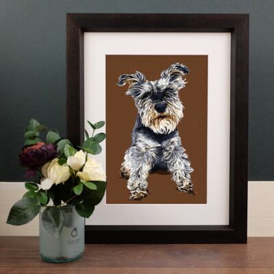 Ollie The Schnauzer A4 Art Prints