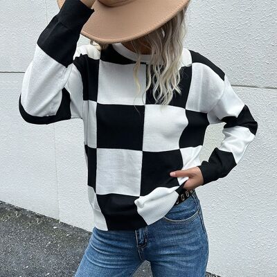 Long Sleeved Black And White Sweater