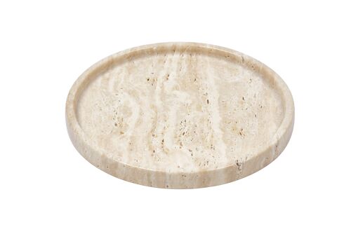 Round Travertine tray Beige