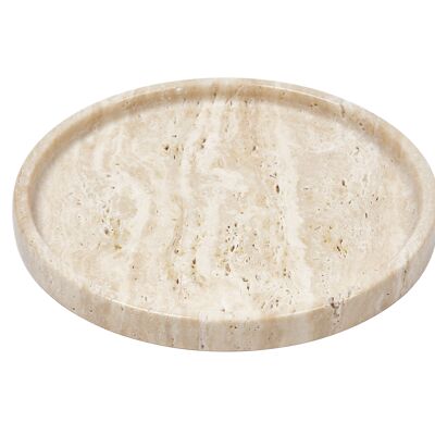 Round Travertine tray Beige