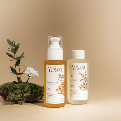 Yunâni- PACK DUO- DESMAQUILLANTE 2en1- RUTINA ROSTRO - Loción tónica y aceite de cuidado desmaquillante- BIO- MADE IN FRANCE - 100% origen natural