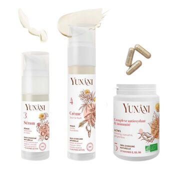 Yunâni- ROUTINE VISAGE- TRIO DE SOINS IN&OUT - Anti-âge - Hydratant- Booster d'immunité- BIO- MADE IN FRANCE -100% naturelle- vegan 2