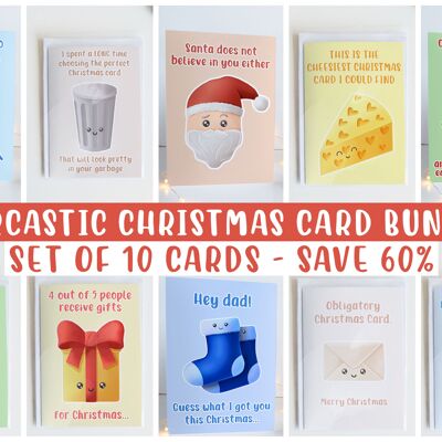 Boxed Set of 10, Sarcastic Christmas Card Funny Holiday Card
