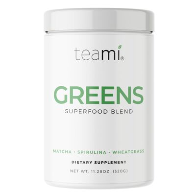 Teami | Greens | Superfood Powder | Matcha powder | Wheatgrass | Spirulina | Supplement | Healthy | Drink Addition | Superfood | Acai Berries | 100% Organic | 100% Vegan