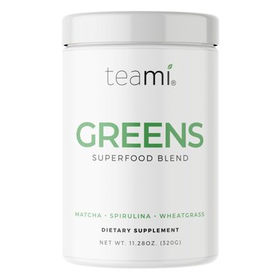 Teami | Verdi | Superalimento in polvere | Matcha in polvere | Erba di grano | Spirulina | Supplemento | Sano | Aggiunta di bevande | Supercibo | Bacche di Acai | 100% biologico | 100% vegano