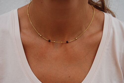 Garnet necklace, sterling silver necklace.
