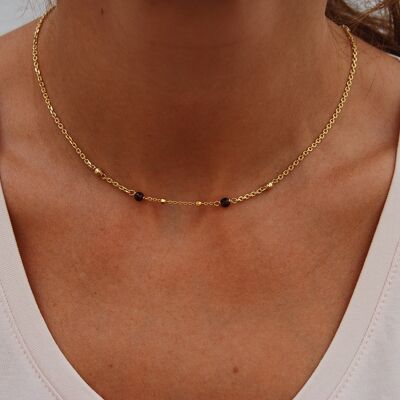 Garnet necklace, sterling silver necklace.