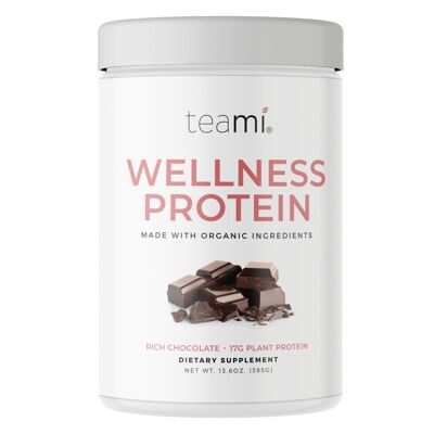 MISCELE TEAMI | Wellness Protein Cioccolato Vegetale Biologico | 100% biologico | 100% vegano | Frullato proteico a base vegetale | Polvere proteica al cioccolato | Polvere proteica | Frullato proteico vegano
