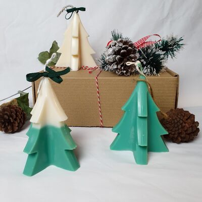 Big Green Christmas Tree Candle-Handmade-Soy Wax- Bougie non parfumée