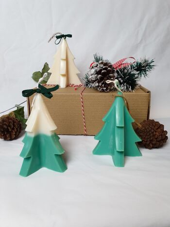 Big Green Christmas Tree Candle-Handmade-Soy Wax- Bougie non parfumée