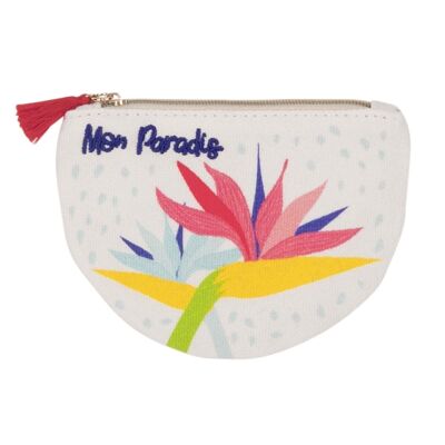 Colorful printed cotton purse - Exotic flowers Mon Paradis
