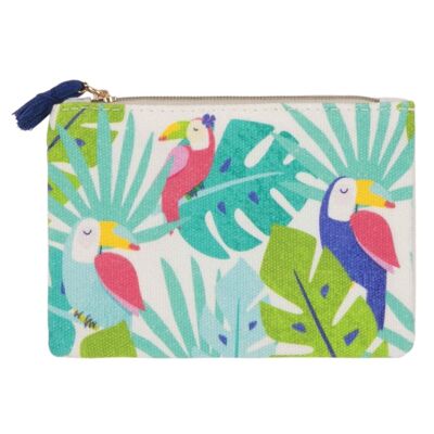 Colorful print cotton purse - Toucans