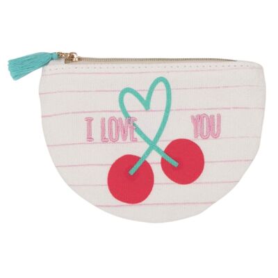 Colorful print cotton purse - I love you