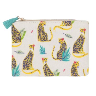 Colorful print cotton purse - Wild cat