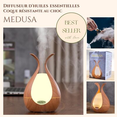 Difusor ultrasónico - Medusa - Difusión de aceite esencial de aromaterapia - Diseño moderno y compacto - Idea de regalo