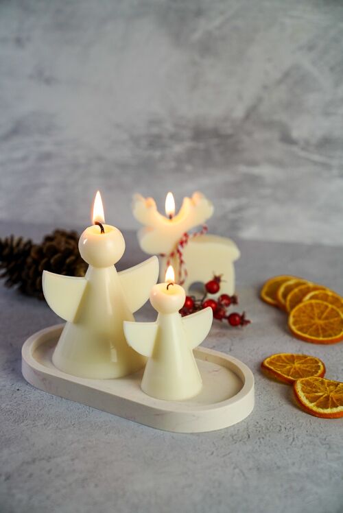 Ivory Big Christmas Angel Soy Wax Candle-Handmade - Unscented