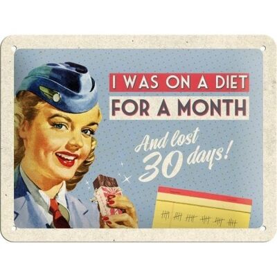 Diet for a Month Retro Blechschild 15 x 20 cm