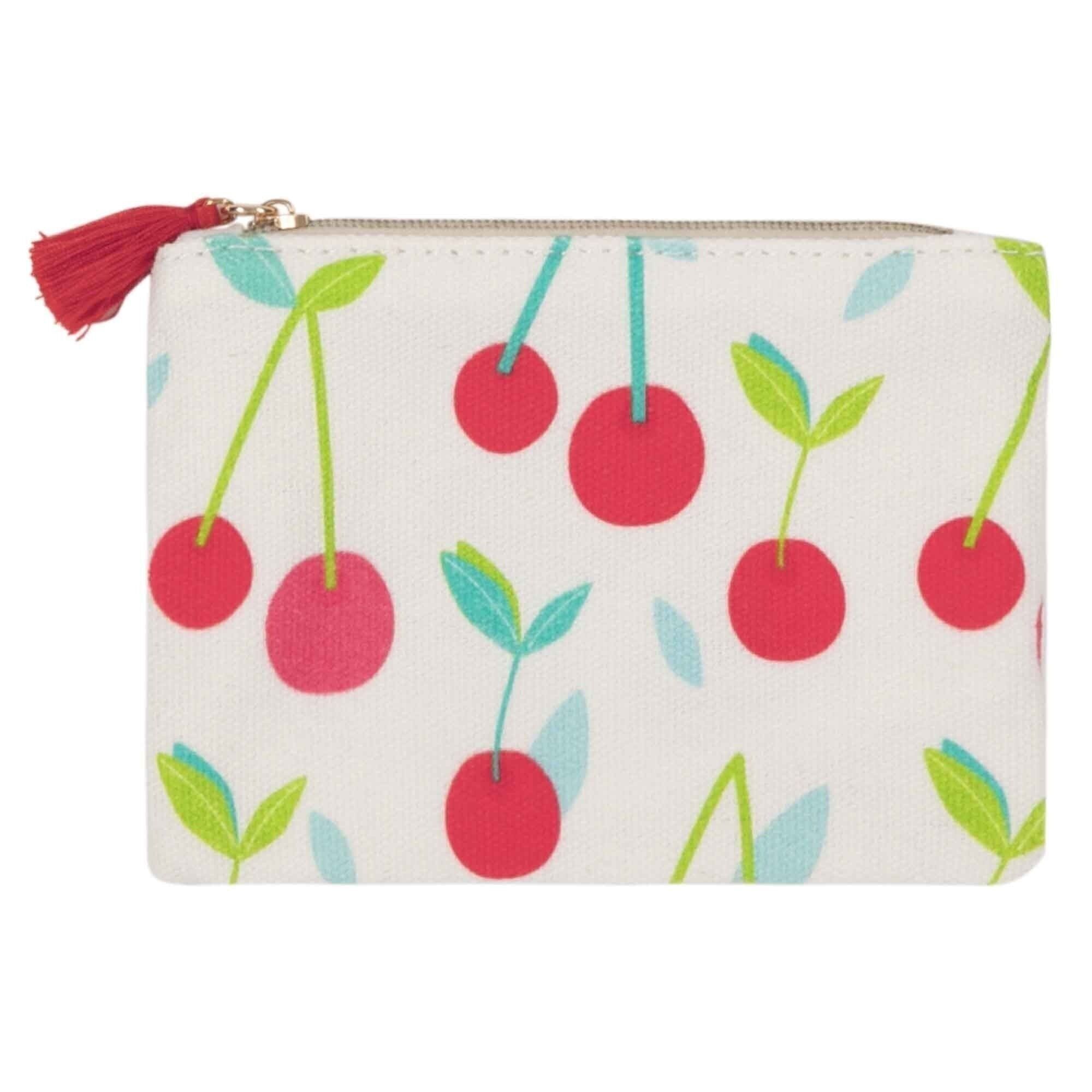 Portamonete in cotone con stampa colorata - Ciliegie