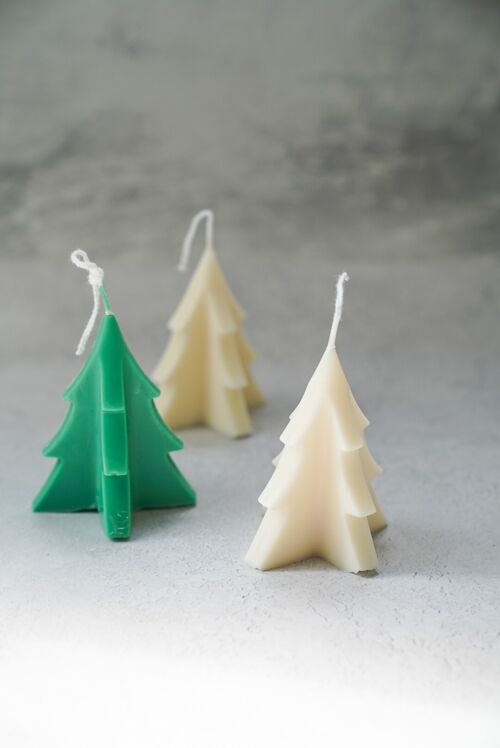 Ivory- Small Christmas Tree Candle-Handmade-Soy Wax- Unscented