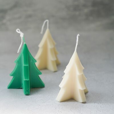 Elfenbein – kleine Weihnachtsbaumkerze – handgefertigt – Sojawachs – geruchsneutral