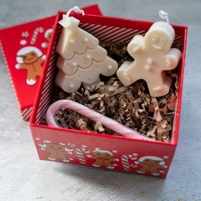 Mini sapin de Noël en ivoire - Fait à la main - Bougie en cire de soja - Non parfumée