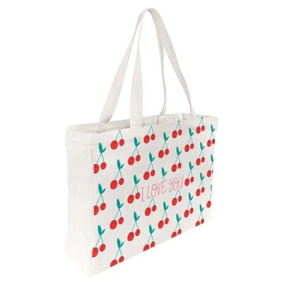 Einkaufstasche aus Baumwolle mit Kirschen-Print