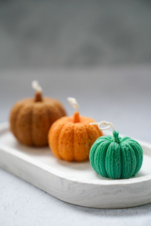 Pumpkin Candle Set (for 3) - Halloween - Handmade - Soy Wax
