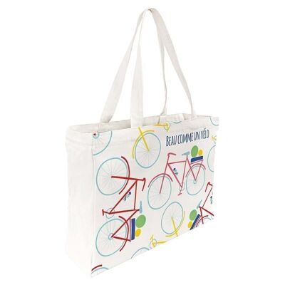 Large printed cotton tote bag - Bicycles
