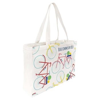 Tote bag grand format en coton imprimé - Vélos