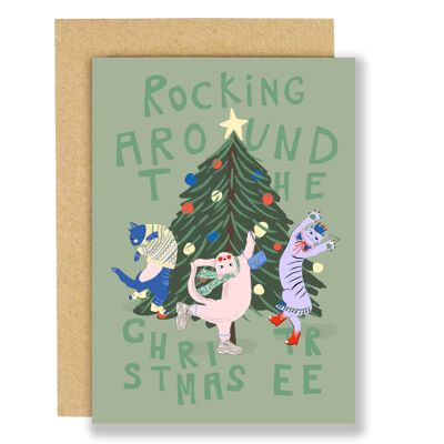 Cartolina di Natale - A dondolo intorno all'albero di Natale