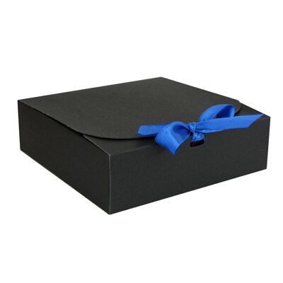 Pack of 12 Black Kraft Box with Dark Blue Bow Ribbon
