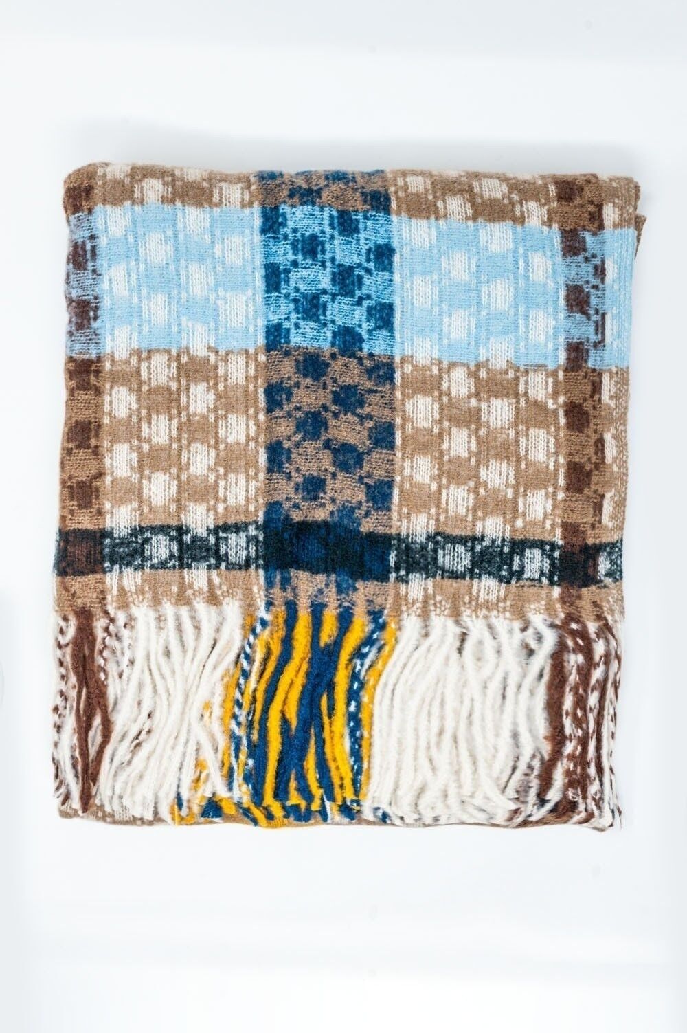 Sciarpa oversize a quadri beige