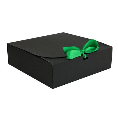 Confezione da 12 scatole Kraft nere con nastro verde