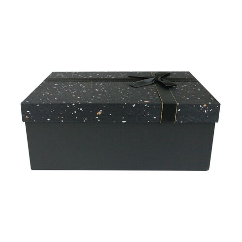 Rectangle Gift Box, Black Gold Silver Speckled Lid