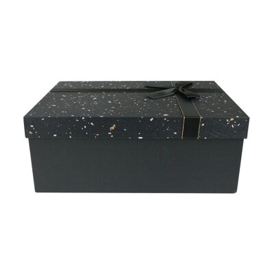 Rectangle Gift Box, Black Gold Silver Speckled Lid